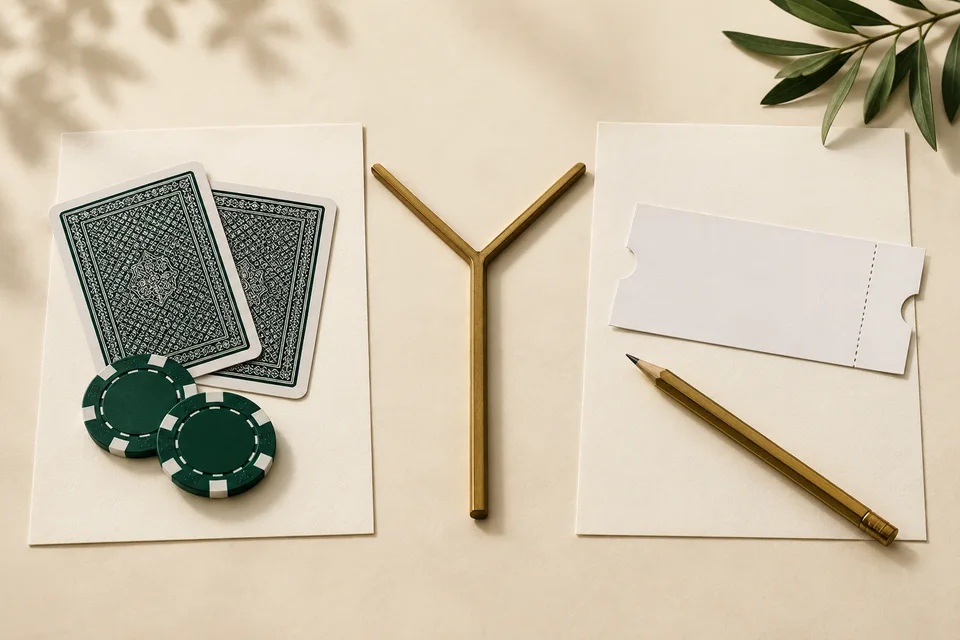 Dos rutas separadas de casino y deporte sobre una mesa clara